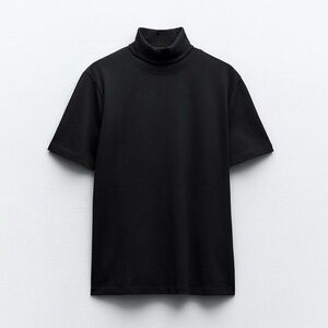 ZARA HEAVY COTTON TURTLENECK BLACK TOP